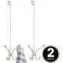 mDesign Metal Modern Long Easy Reach Over The Door Storage Organizer Rack - Hang Coats, Hoodies, Jackets, Hats, Scarves, Purses, Leashes, Towels, Robes, Clothing - 4 Hooks, 2 Pack - Satin mDesign Metal Modern Long Easy Reach Over The Door Storage Organizer Rack - Hang Coats, Hoodies, Jackets, Hats, Scarves, Purses, Leashes, Towels, Robes, Clothing - 4 Hooks, 2 Pack - Satin
