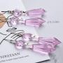 20 Pieces Chandelier Icicle Crystal U-Drop Prisms Lamp Parts Glass Pendants Beads for Wedding, Party or Holiday Decoration, 37mm, Purple