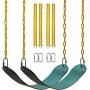 PACEARTH 2 Pack Swings Seats Holds 660lbs with 68.9 inch Anti-Rust Chains Plastic Coated 23.6 inch Tree Hanging Straps and Locking Buckles Playground Swing Set Accessories Replacement - Green