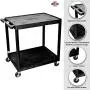Luxor 2 Shelf Utility Cart Black - Small - HE38-B Luxor 2 Shelf Utility Cart Black - Small - HE38-B