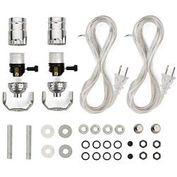 Lamp Wiring Kit - Lamp Making Kits Allow you to Make, Repair and Repurpose Lamps - Rewire a Vintage Lamp or Create a Custom Light with a Light Kit - Nickel Silver Socket - 8 Foot Long Silver Cord