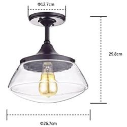 CLAXY Ecopower Vintage Metal Glass Ceiling Light 1-Lights Pendant Lighting Chandelier