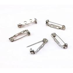 yueton 200pcs Metal Double Hole Craft Pin Back Clasp Brooch Safety Pins Bar Pins Findings