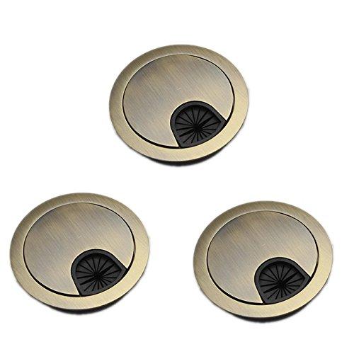 Bosidetool 3 Pcs Metal Cable Grommet, Zinc Alloy Desk Table Grommet Cable Cord Hole Cover for Home and Office, Fits 2.08 inch Hole (53mm Bronze)