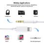 [Apple MFi Certified] Aux Cord for iPhone, Lightning to 3.5mm Aux Cable for Car Compatible with iPhone 11/11 Pro/XS/XR/X 8 7 6/iPad/iPod for Car/Home Stereo/Headphone/Speaker (3.3FT, White)