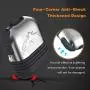 Lauzq Metal Airpods Case,Hard Case Cover Full Protective Skin Cover Shockproof Compatible Airpods 1&2 Charging Case(Not for Wireless Charging),Dual-Layer Silicone & Anti-Lost Keychain