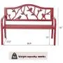 MFSTUDIO Outdoor Patio Garden Bench 50in Metal Seating Chair Furniture for Backyard, Porch, Lawn, Park, Pastoral Bird Design Back, Pink Red MFSTUDIO Outdoor Patio Garden Bench 50in Metal Seating Chair Furniture for Backyard, Porch, Lawn, Park, Pastoral Bird Design Back, Pink Red