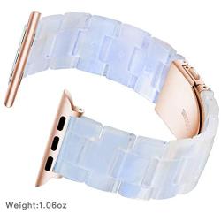 YGTIECS Resin Apple Watch Band Compatible with Apple Watch 42mm/44mm, top Resin Combine with Stainless Steel Connector for iwatch Band Series 6 5 4 3 2 1-Phantom Blue