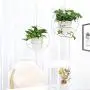 Mkono Boho Hanging Planter, Set of 2 Metal Plant Hanger with Plastic Pots, Modern Mid Century Flower Pot Plant Holder in Diamond and Circle Shape, Fits 6 Inch Planter (Plastic Pots Included), White