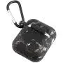 Sufcusny Exquisite Printed Soft Silicone Case Cover Metal Keychain Shockproof Protective Skin Protector Compatible with AirPods 1&2, Black/Marble Pattern