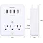 POWRUI Multi Wall Outlet Adapter Surge Protector 1680 Joules with 4-USB Ports Wall Charger, Wall Mount Charging Center 3 Outlet Wall Mount Adapter for Home, School, Office, ETL Certified