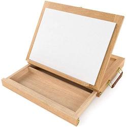 Arteza Wood Tabletop Easel, 13.38 x 10.25 x 2 Inch Portable Artist Easel Box, Adjustable Desk & Table Easel with Storage Drawer and Palette, for Painting, Drawing & Displaying Artwork