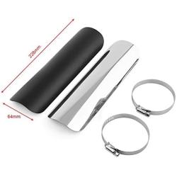 Cuque Universal Motorcycle Exhaust Pipe Heat-shield Muffler Staight Cover Metal Steel Exhaust Muffler Pipe Heat Shield Cover Link Tube Protector Cover Heel Guard Assembly(Black)