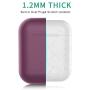 Airpods Case , BELONGME Airpods Silicone Case Cover with Keychain, 360°Protective AirPods Accessories Kits Shockproof Airpods Case Compatible with Apple Airpods 2 &1 (Front LED Visible) Burgundy