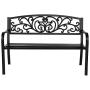 VINGLI 50'' Patio Park Garden Bench Outdoor Metal Benches,Cast Iron Steel Frame Chair Front Porch Path Yard Lawn Decor Deck Furniture Clearance