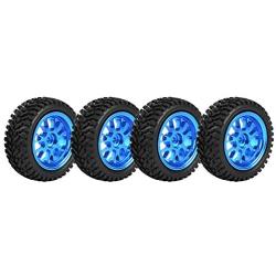 Drfeify RC Truck Wheel Rally Tire, Blue Metal RC Tires Wheel Rally Tyres Upgrade Parts for WL 1/18 A959 A979 A969 RC Crawler Car