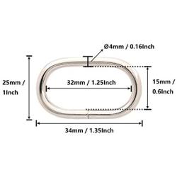 BIKICOCO 1-1/4 Metal Oval Ring Buckle Loops Non Welded for Leather Purse Bags Handbag Straps, Silver - Pack of 10