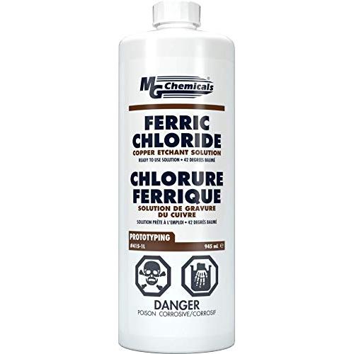 MG Chemicals 415 Ferric Chloride Copper Etchant Solution, 945mL Liquid Bottle, 1 Quart (415-1L),Dark Brown
