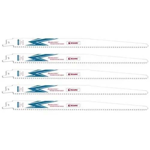 EZARC Reciprocating Saw Blade Bi-Metal Cobalt Sabre Saw Blades for Wood Demolition 12-Inch 6TPI R1222DH (5-Pack) EZARC Reciprocating Saw Blade Bi-Metal Cobalt Sabre Saw Blades for Wood Demolition 12-Inch 6TPI R1222DH (5-Pack)