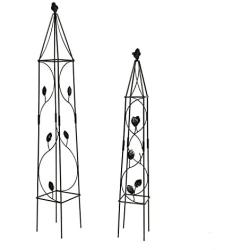 1.Go 2 Packs Garden Obelisk Metal Trellis Flower Support for Climbing Vines and Plants, 31.5'' x 4.7'' & 39.4'' x 5.9