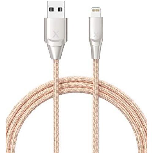Xcentz iPhone Charger 3ft, MFi Certified Lightning Cable iPhone Charger Cable Metal Connector, Durable Braided Nylon High-Speed Charging Cord for iPhone 11/X/XS Max/XR/8 Plus/7/6/5, iPad, Gold