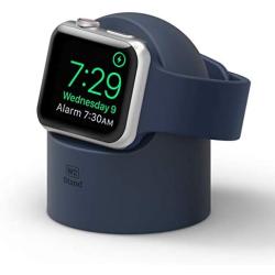 elago W2 Charger Stand Compatible with Apple Watch Series 6/SE/5/4/3/2/1 (44mm, 42mm, 40mm, 38mm), Durable Silicone, Compatible with Nightstand Mode (Jean Indigo)