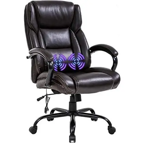 Big and Tall Office Chair 500lb Wide Seat Massage Desk Chair Ergonomic Computer Chair with Headrest Lumbar Support Armrest Rolling Swivel Chair Adjustable PU Leather Task Chair for Adults Women(Brown) Big and Tall Office Chair 500lb Wide Seat Massage Desk Chair Ergonomic Computer Chair with Headrest Lumbar Support Armrest Rolling Swivel Chair Adjustable PU Leather Task Chair for Adults Women(Brown)