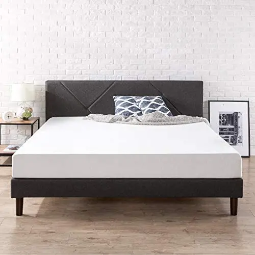 ZINUS Judy Upholstered Platform Bed Frame / Mattress Foundation / Wood Slat Support / No Box Spring Needed / Easy Assembly, King ZINUS Judy Upholstered Platform Bed Frame / Mattress Foundation / Wood Slat Support / No Box Spring Needed / Easy Assembly, King