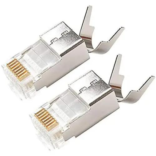 VBOR CAT7 Large Connector RJ45 Shielded Connector RJ45 Plug 50μ-Gold Plated Modular Plug 2 Piece Set for CAT7 Ethernet Cable (50 Pieces Pack) VBOR CAT7 Large Connector RJ45 Shielded Connector RJ45 Plug 50μ-Gold Plated Modular Plug 2 Piece Set for CAT7 Ethernet Cable (50 Pieces Pack)