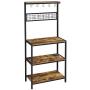 Yaheetech 4-Tier Industrial Kitchen Bakers Rack,Standing Bakers Racks,Microwave Oven Stand Organizer Workstation Mesh Panel w/10 Hooks,Standing Cupboard w/Storage Shelves,Stable Metal Frame