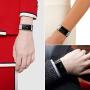 Fitbit Charge 2 Wrist Band,Shangpule Stainless Steel Metal Replacement Smart Watch Band Bracelet with Double Button Folding Clasp for Fitbit Charge 2 (Black)