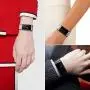 Fitbit Charge 2 Wrist Band,Shangpule Stainless Steel Metal Replacement Smart Watch Band Bracelet with Double Button Folding Clasp for Fitbit Charge 2 (Black)