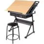 Yaheetech Height Adjustable Drafting Table Desk Drawing Table Desk with P2 Tiltable Tabletop, Stool and 2 Storage Drawers for Reading, Writing,Studying Art Craft Work Station Yaheetech Height Adjustable Drafting Table Desk Drawing Table Desk with P2 Tiltable Tabletop, Stool and 2 Storage Drawers for Reading, Writing,Studying Art Craft Work Station