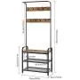 Homfa Coat Rack Shoes Bench, Hall Tree Entryway Shelf with Metal Frame, 3 in 1 Design Coat Stand Entryway Organizer, with Adjustable Feet and 9 Rounded Hooks, Wood Look Accent Furniture-Rustic Brown Homfa Coat Rack Shoes Bench, Hall Tree Entryway Shelf with Metal Frame, 3 in 1 Design Coat Stand Entryway Organizer, with Adjustable Feet and 9 Rounded Hooks, Wood Look Accent Furniture-Rustic Brown