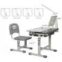 Diroan Kids Functional Desk and Chair Set, Height Adjustable Children School Study Desk with Tilt Desktop, Bookstand, LED Light, Metal Hook and Storage Drawer for Boys Girls (Gray) Diroan Kids Functional Desk and Chair Set, Height Adjustable Children School Study Desk with Tilt Desktop, Bookstand, LED Light, Metal Hook and Storage Drawer for Boys Girls (Gray)