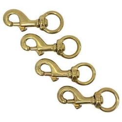 Four (4) Standard 3'' Bronze Brass Flagpole Snap Clips to Attach Flag to Halyard Rope - 3'' with Swivel Eyelet, Durable Brass Construction - Qty 4