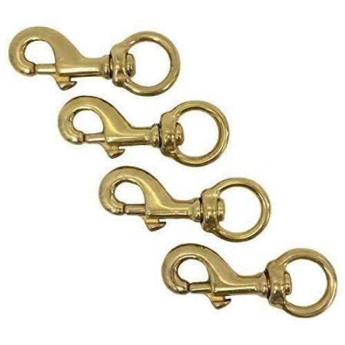 Four (4) Standard 3'' Bronze Brass Flagpole Snap Clips to Attach Flag to Halyard Rope - 3'' with Swivel Eyelet, Durable Brass Construction - Qty 4