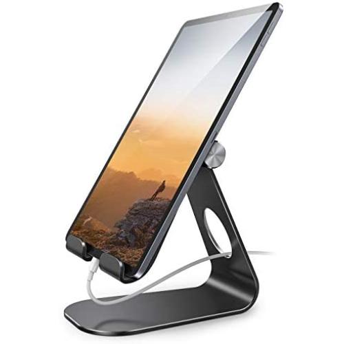 Tablet Stand Adjustable, Lamicall Tablet Stand : Desktop Stand Holder Dock Compatible with Tablet Such as iPad 2018 Pro 9.7, 10.5, Air Mini 2 3 4, Kindle, Nexus, Accessories, E-Reader (4-13)-Black