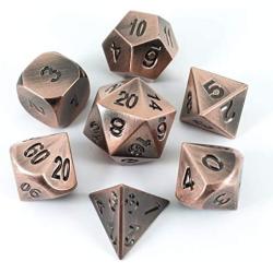 Bronze Metal Dice - Full Polyhedral Set in Presentation Tin