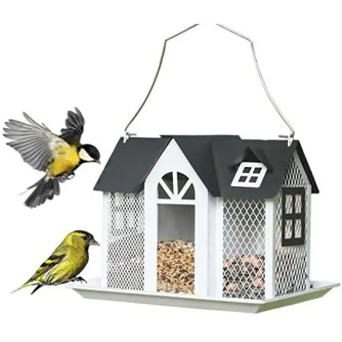 Kingsyard Bird Feeder House for Outside Metal Mesh Wild Bird Feeder Home with Triple Feeders for Finch Cardinal Weatherproof Garden Yard Outdoor Decoration, NOT Squirrel Proof Kingsyard Bird Feeder House for Outside Metal Mesh Wild Bird Feeder Home with Triple Feeders for Finch Cardinal Weatherproof Garden Yard Outdoor Decoration, NOT Squirrel Proof