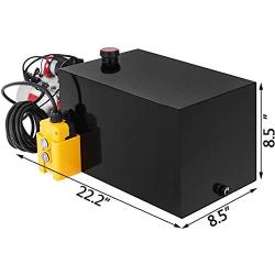 Mophorn Single Acting Hydraulic Pump 12V DC Hydraulic Power Unit 3.75 Gallon Dump Trailer Pump Steel Hydraulic Power Unit (Steel, 15 Quart/Single Acting)