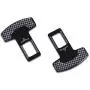 JUSTTOP 2-Pack Car Seat Belt Clip, Car Seat Belt Silencer Metal Tongue, Seat Safety Belt Buckle Auto Metal Seat, Universal for Most Vehicle-Black and White Plaid
