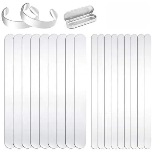 18 Pieces Bracelet Blanks Stainless Steel Bracelet Stamping Blanks for DIY Jewelry Making with Box, Include 2 Different Sizes, 5/8 x 6.3 Inches and 2/5 x 6.3 Inches 18 Pieces Bracelet Blanks Stainless Steel Bracelet Stamping Blanks for DIY Jewelry Making with Box, Include 2 Different Sizes, 5/8 x 6.3 Inches and 2/5 x 6.3 Inches