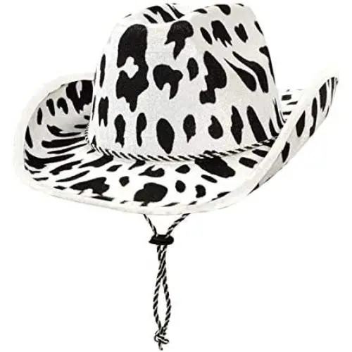 Beistle Cow Print Cowboy Hat-1 Pc, White/Black