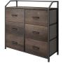 HOMECHO Fabric Dresser with 6 Drawers, Wide Chest of Drawers with Wood Top, Sturdy Metal Frame, Furniture Storage Tower for Bedroom, Closets, Hallway, Entryway, Dark Brown