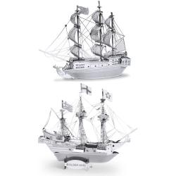 Metal Earth 3D Laser Cut Steel Models - Black Pearl Ship AND Golden Hind Ship SET OF 2