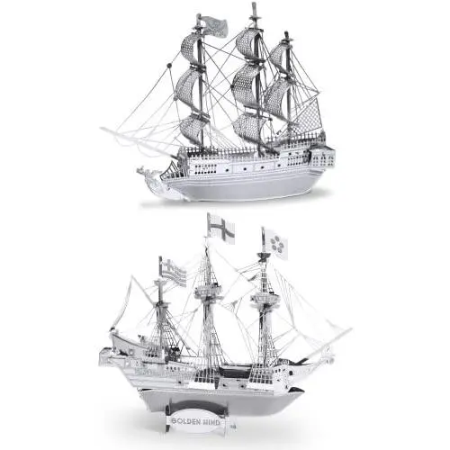 Metal Earth 3D Laser Cut Steel Models - Black Pearl Ship AND Golden Hind Ship SET OF 2 Metal Earth 3D Laser Cut Steel Models - Black Pearl Ship AND Golden Hind Ship SET OF 2