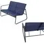 Kozyard Sofia 4 Pieces Patio/Outdoor Conversation Set with Strong Powder Coated Metal Frame, Breathable Textilence, Includes One Love Seat, Two Chairs and One Table (Navy Blue)
