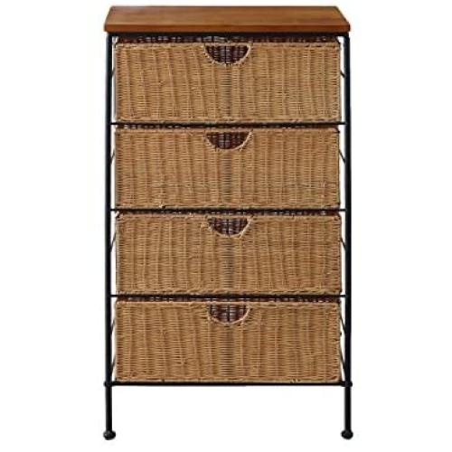 4D Concepts 4-Drawer Wicker Stand, Wicker/Metal