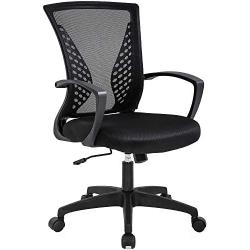 Office Chair Ergonomic Desk Chair Mesh Computer Chair with Lumbar Support Armrest Mid Back Rolling Swivel Adjustable Task Chair for Women Adults, Black